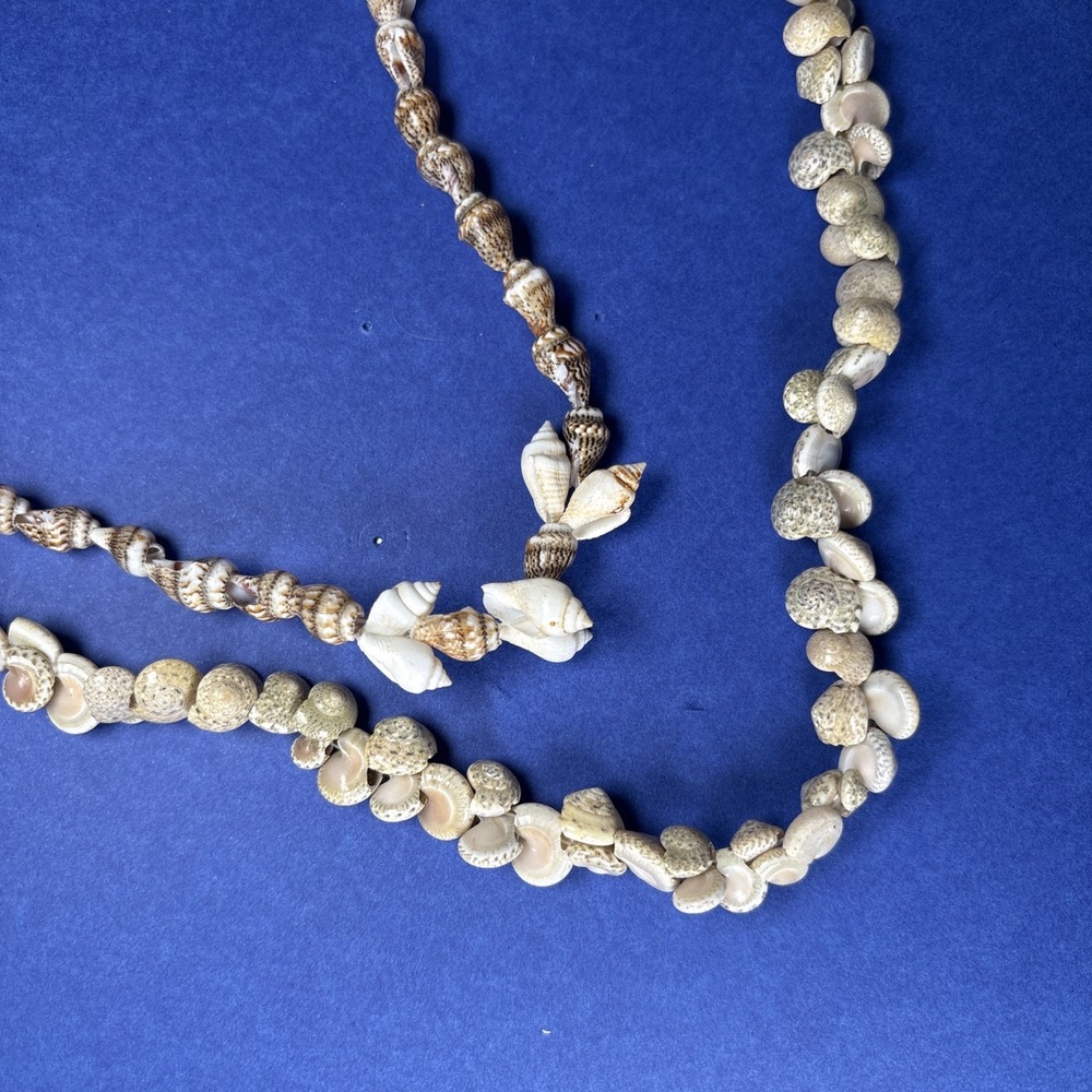 2 Vintage Shell Necklaces Cowrie Puka Beach‎ Surfer Boho Jewellery